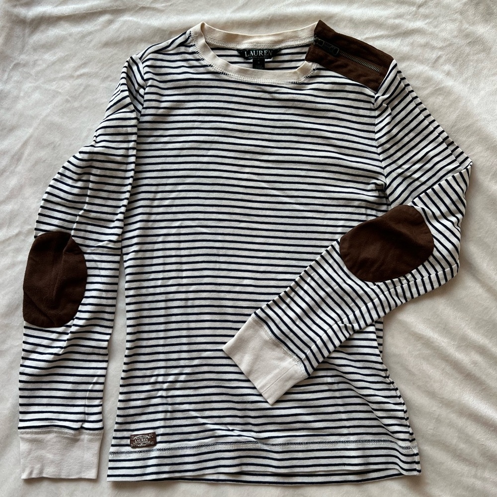 Lauren Ralph Lauren Navy and Cream Striped Shirt
